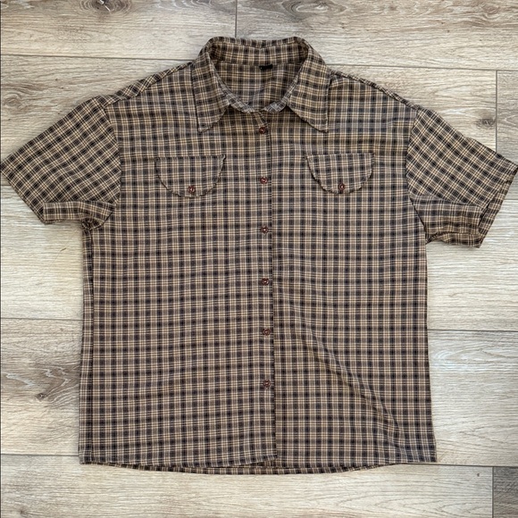 Dazy Other - Brown Plaid Short Sleeve Shirt